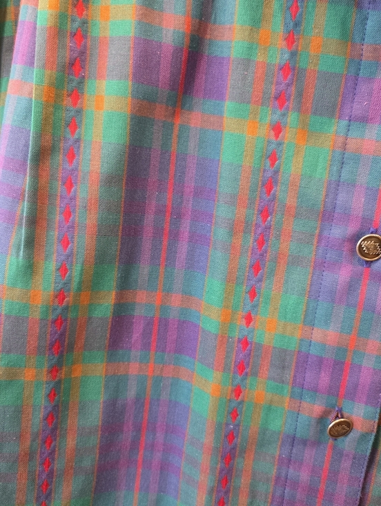 Koret Tops - ​Vintage Koret City Blues Plaid Embroidered Shirt XL | Southwest Boho Button Dow